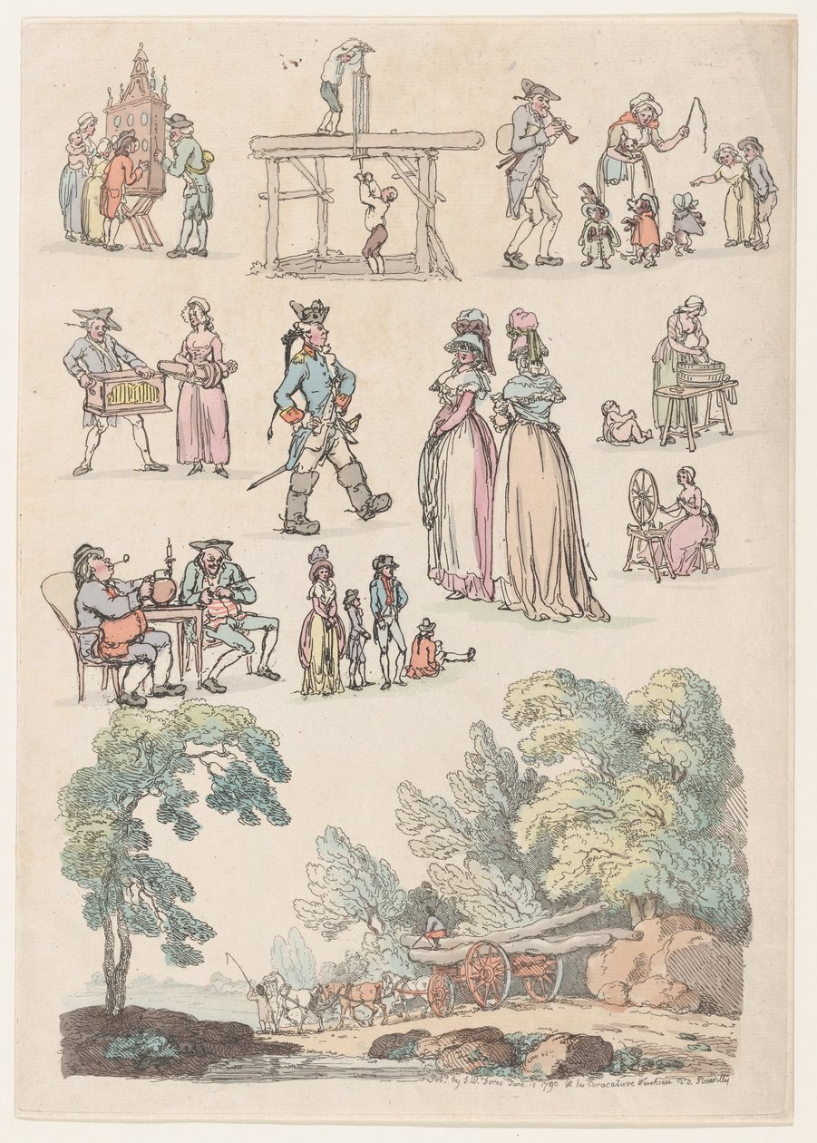 Plate 5, Outlines of Figures, Landscapes and Cattle for the Use of Learners by Thomas Rowlandson