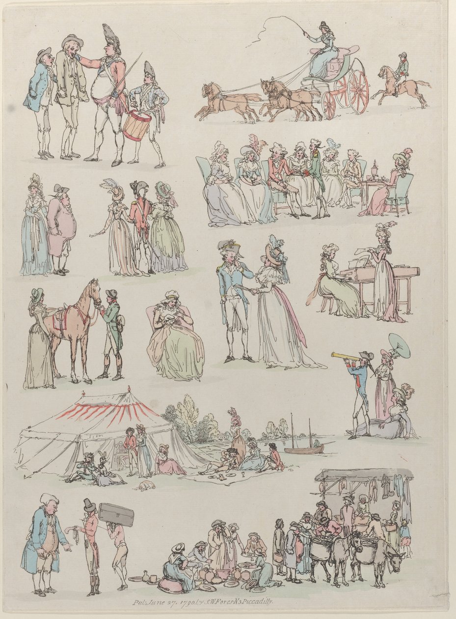Plate 7, Outlines of Figures, Landscapes and Cattle for the Use of Learners, June 27, 1790 by Thomas Rowlandson