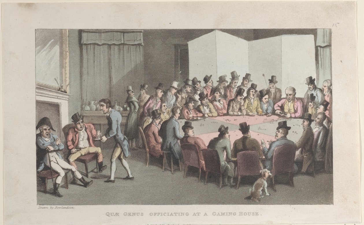 Quae Genus Officiating at a Gaming House, from The History of Johnny Quae Genus, November 1, 1821 by Thomas Rowlandson