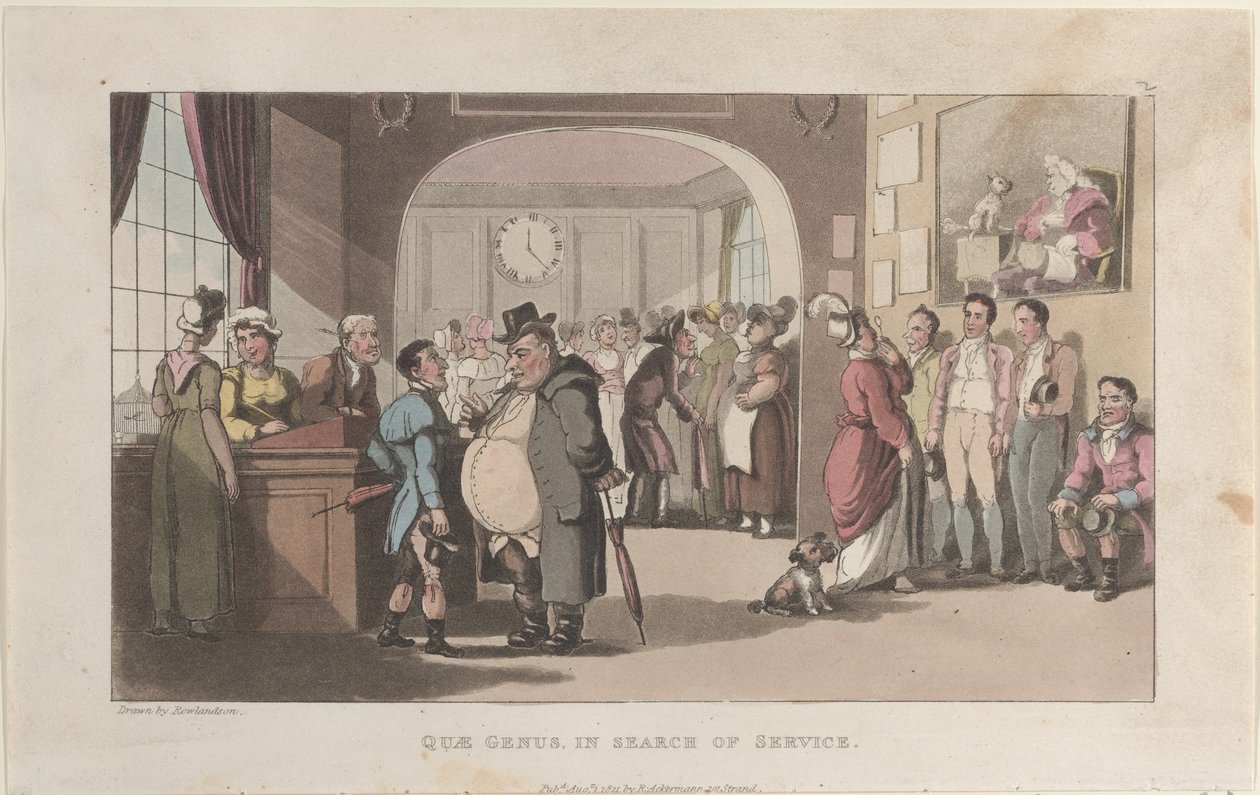 Quae Genus in Search of Service, from The History of Johnny Quae Genus by Thomas Rowlandson