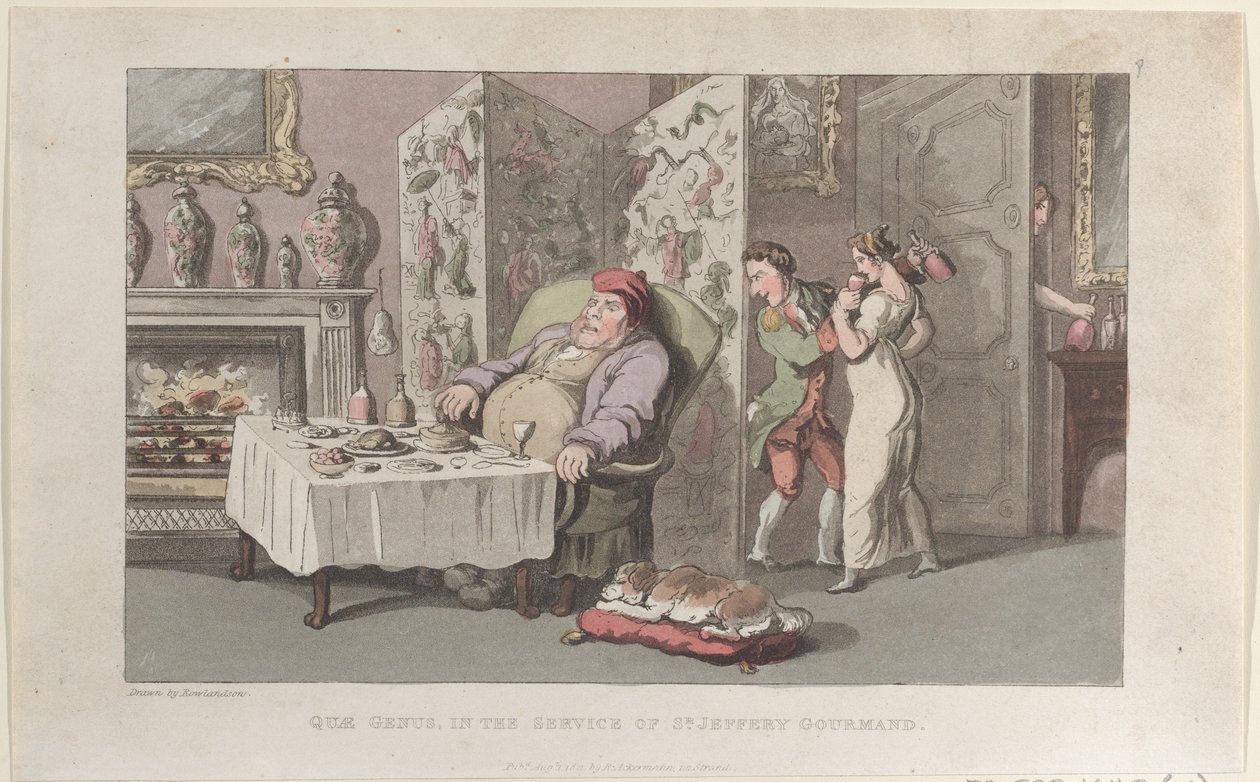 Quae Genus, in the Service of Sr. Jeffery Gourmand, from The History of Johnny by Thomas Rowlandson