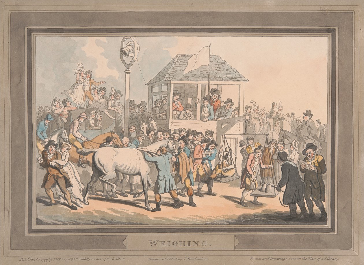 Racing [Set of Six]: 2. Weighing by Thomas Rowlandson