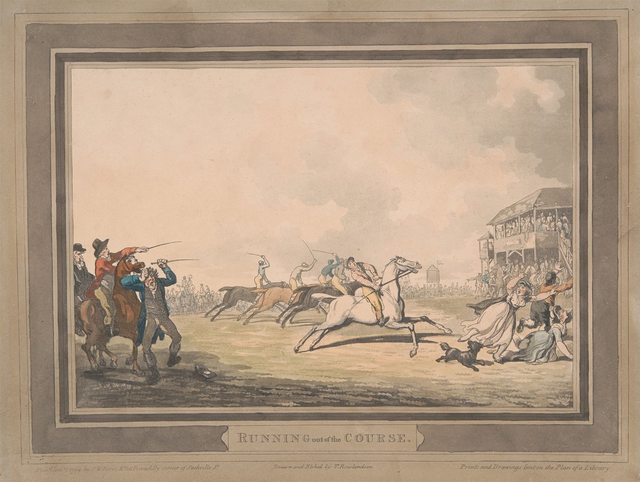Racing [set of six]: 5. Running out of the Course by Thomas Rowlandson