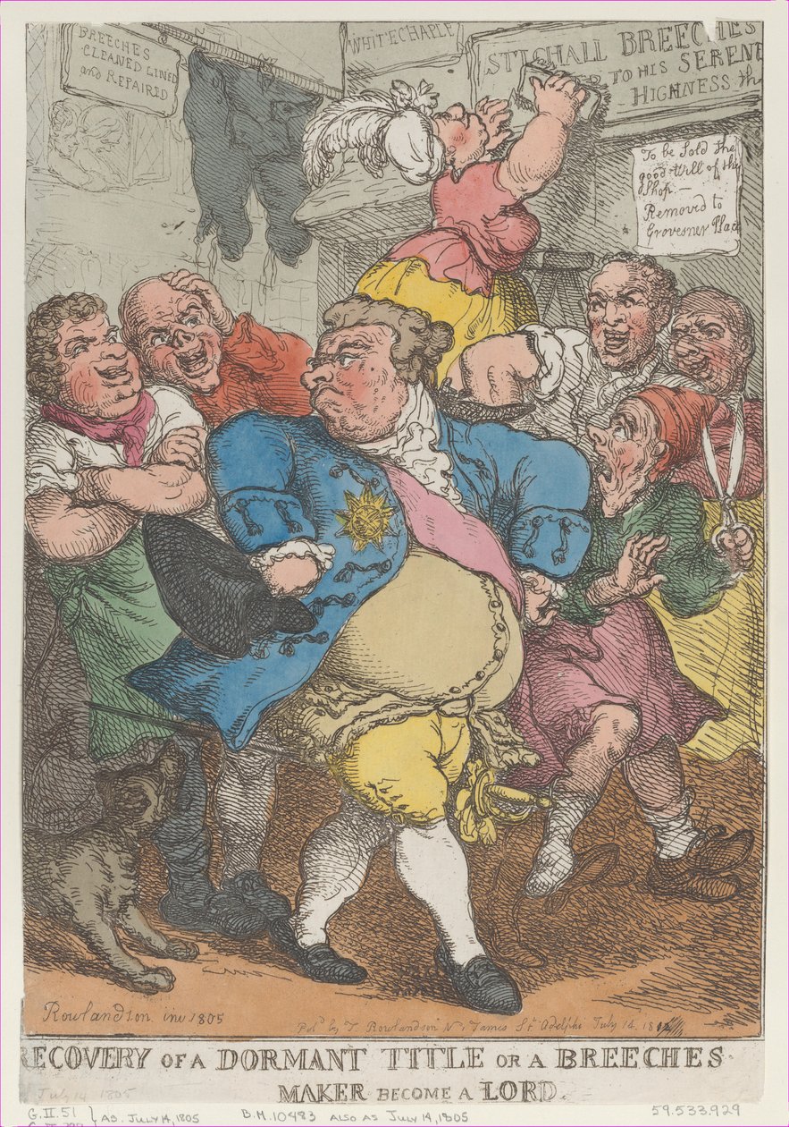 Recovery from a Dormant Title or a Breeches Maker Becomes, [July 14, 1805], reissued July 14, 1812 by Thomas Rowlandson