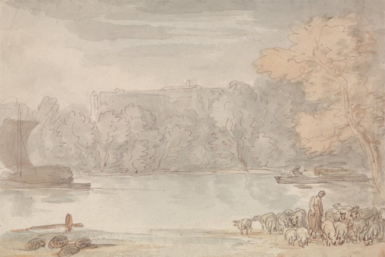 River Scene (The Thames at Eton?) by Thomas Rowlandson