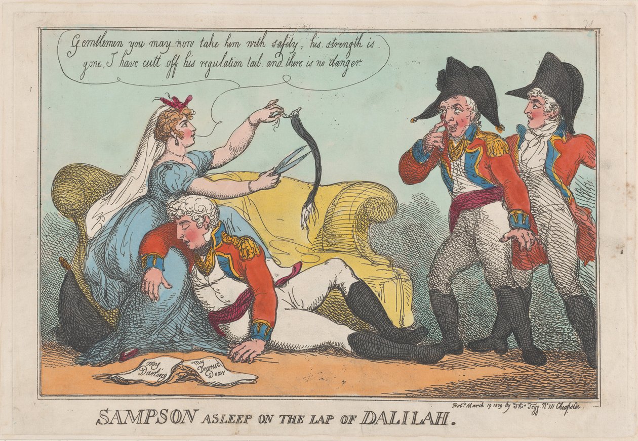 Sampson Asleep on the Lap of Dalilah by Thomas Rowlandson