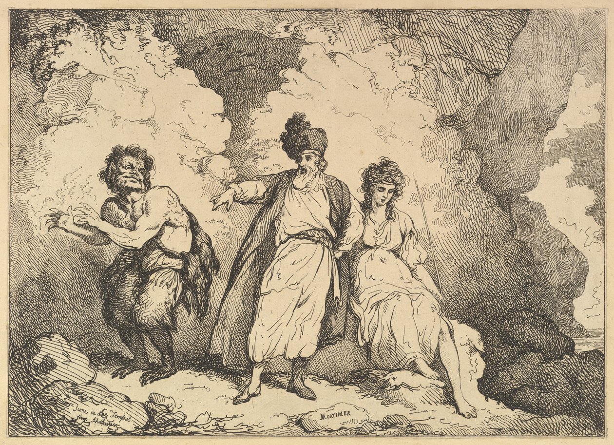 Scene from the Tempest: Caliban, Prospero and Miranda, [1783-87] reissued 1801 by Thomas Rowlandson