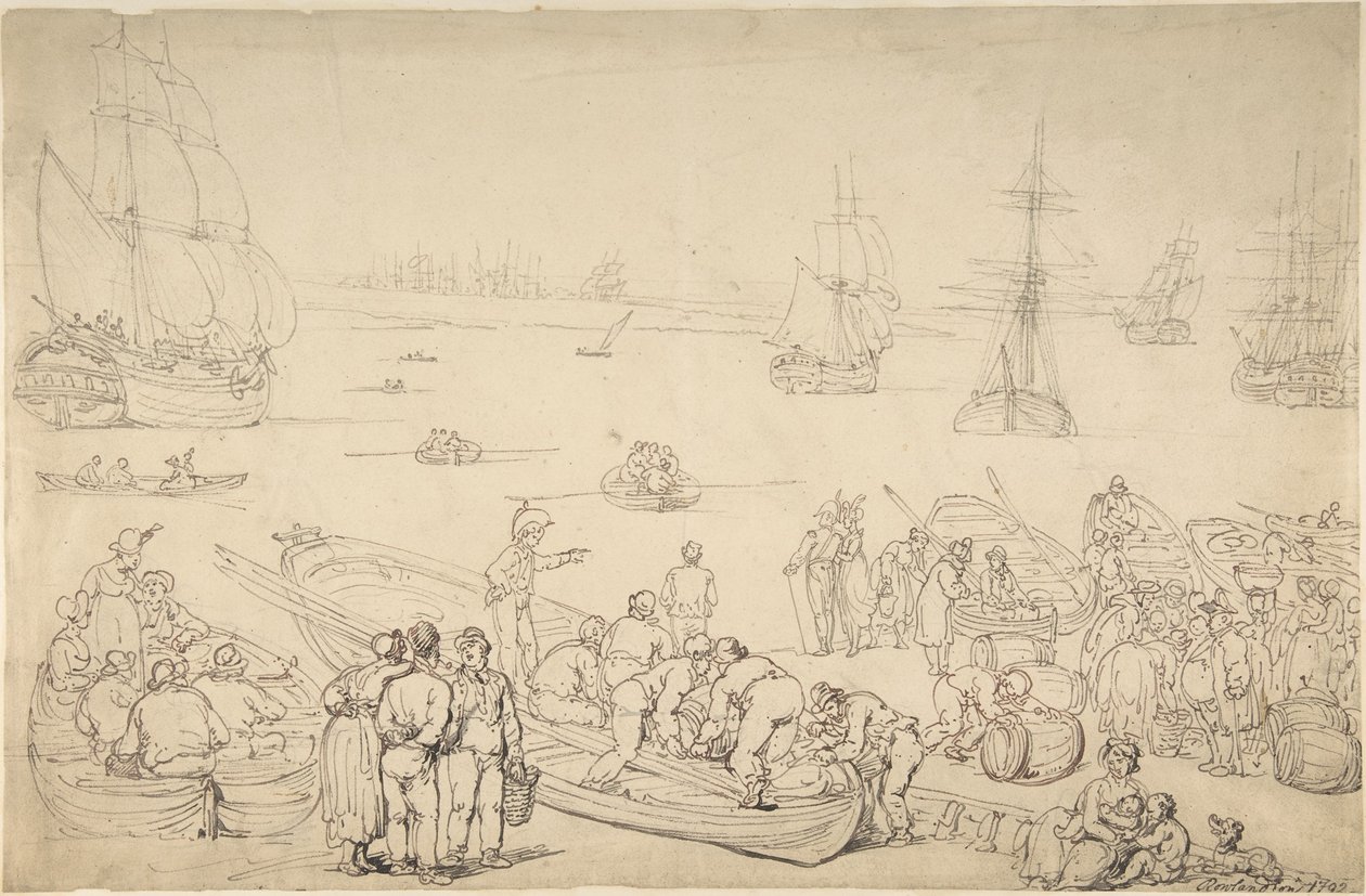 Seaport by Thomas Rowlandson