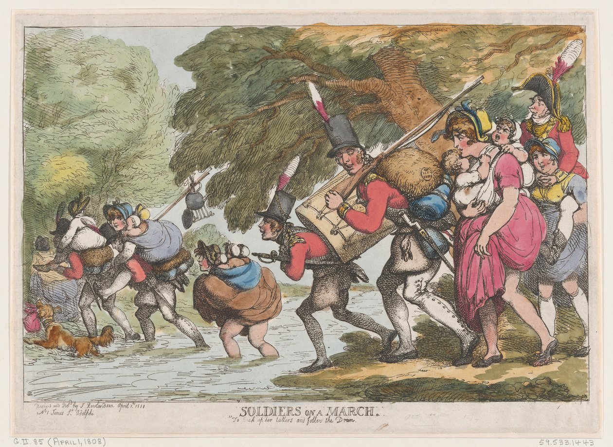 Soldiers on a March, April 1, 1808 by Thomas Rowlandson