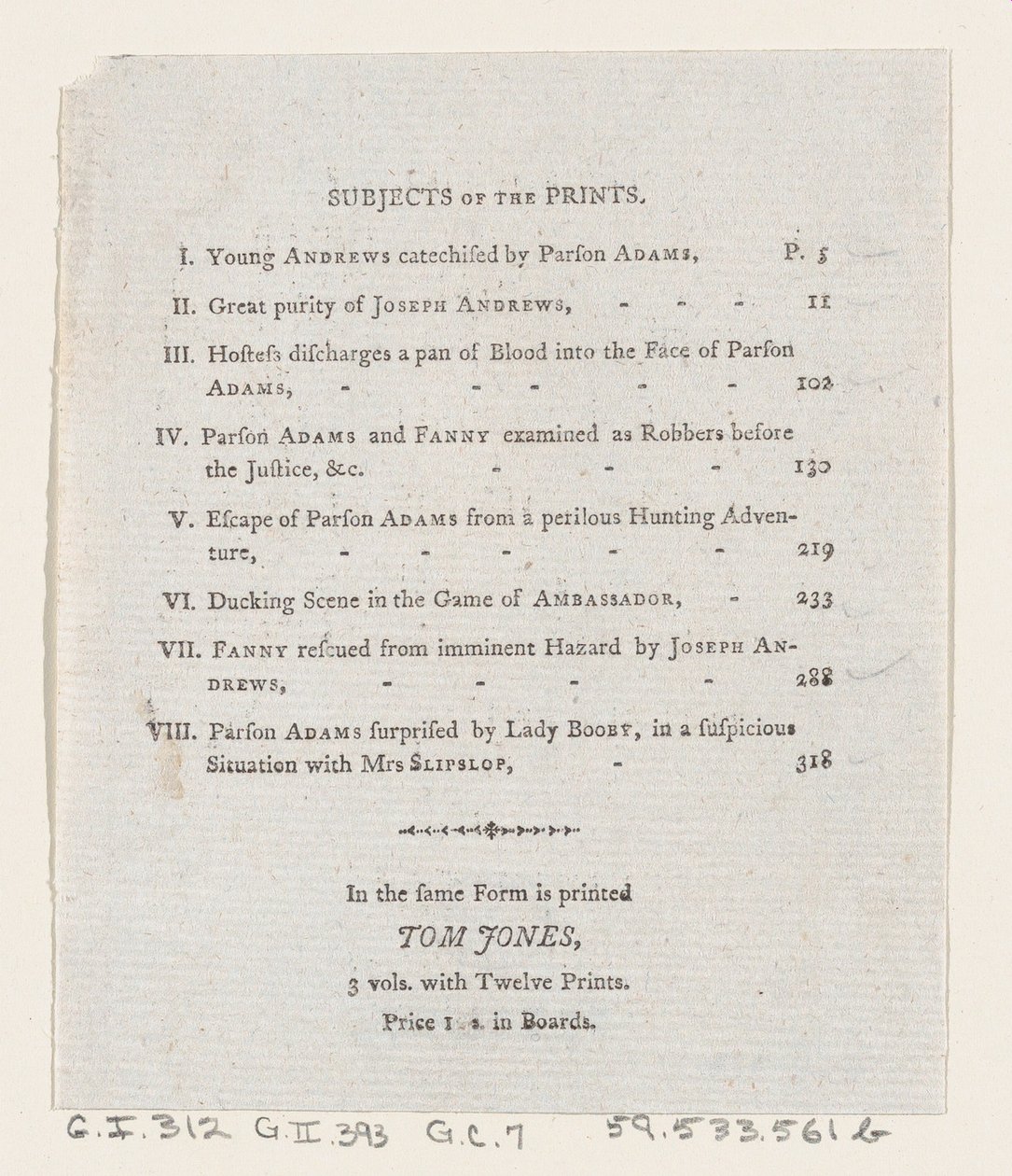 Table of Contents: The Adventures of Joseph Andrews, and his friend Mr. Abraham Adams, 1792 by Thomas Rowlandson