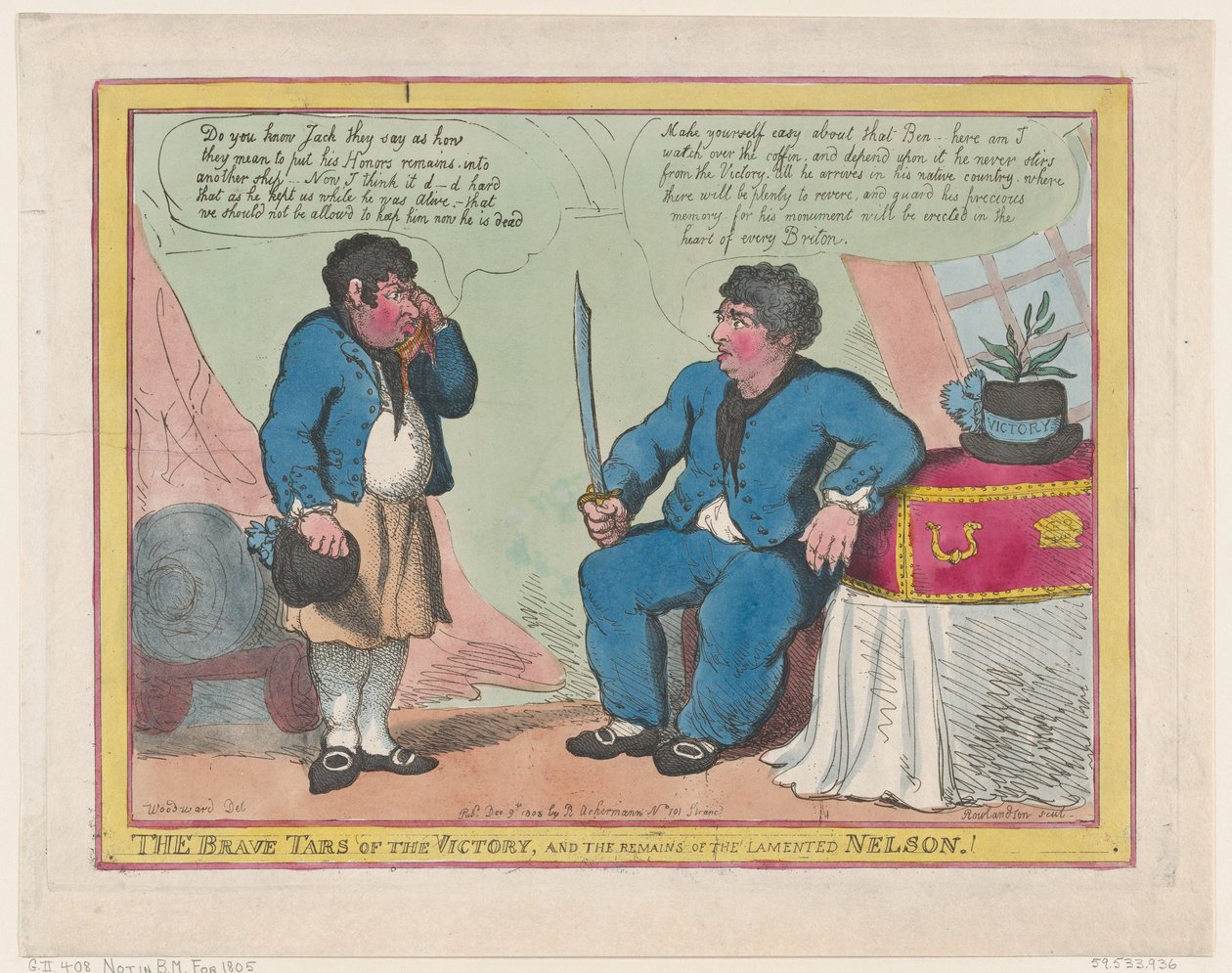 The Brave Tars of the Victory, and The Remains of the Lamented Nelson! by Thomas Rowlandson