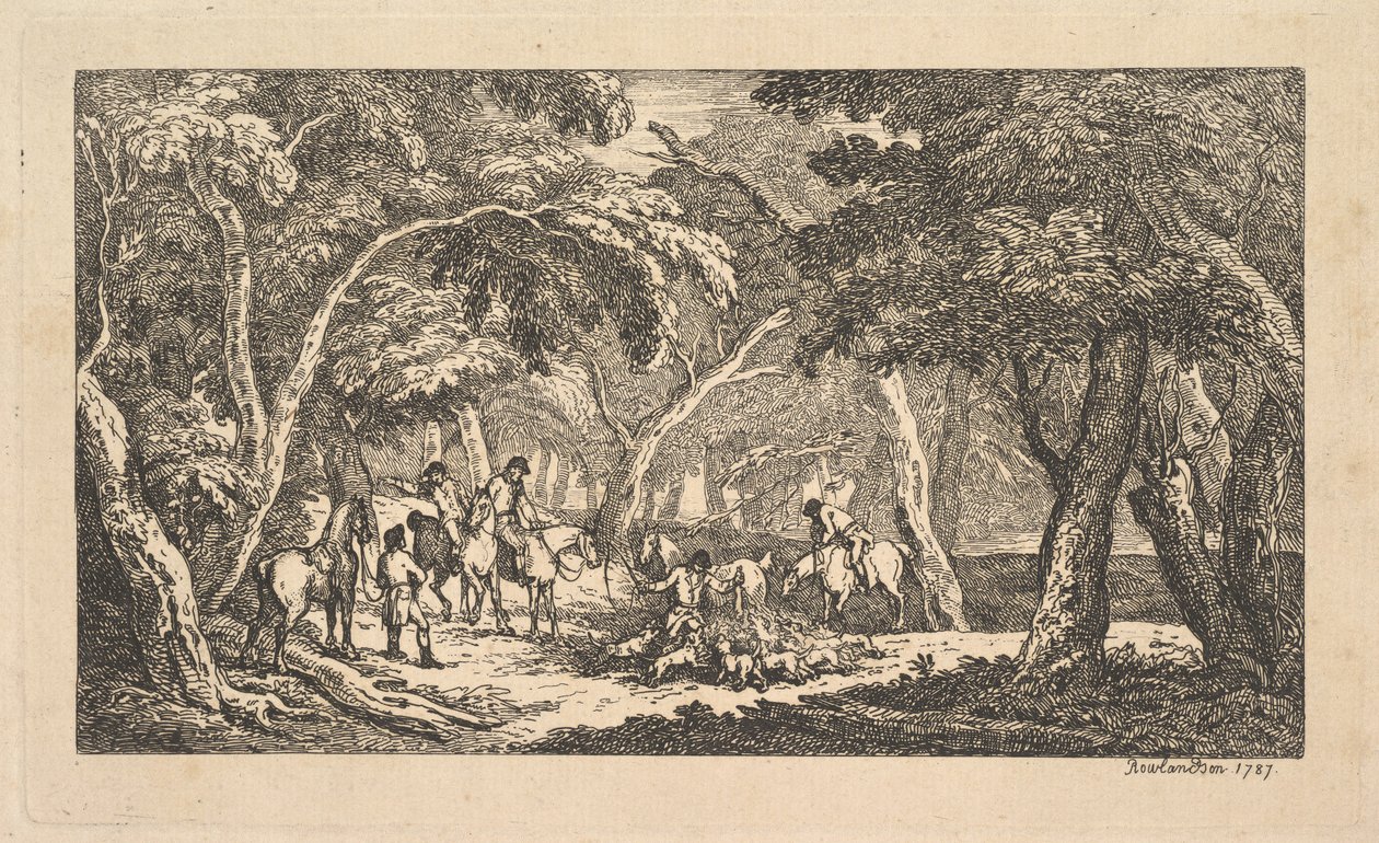 The Death - Fox Hunting - A Landscape Scene by Thomas Rowlandson