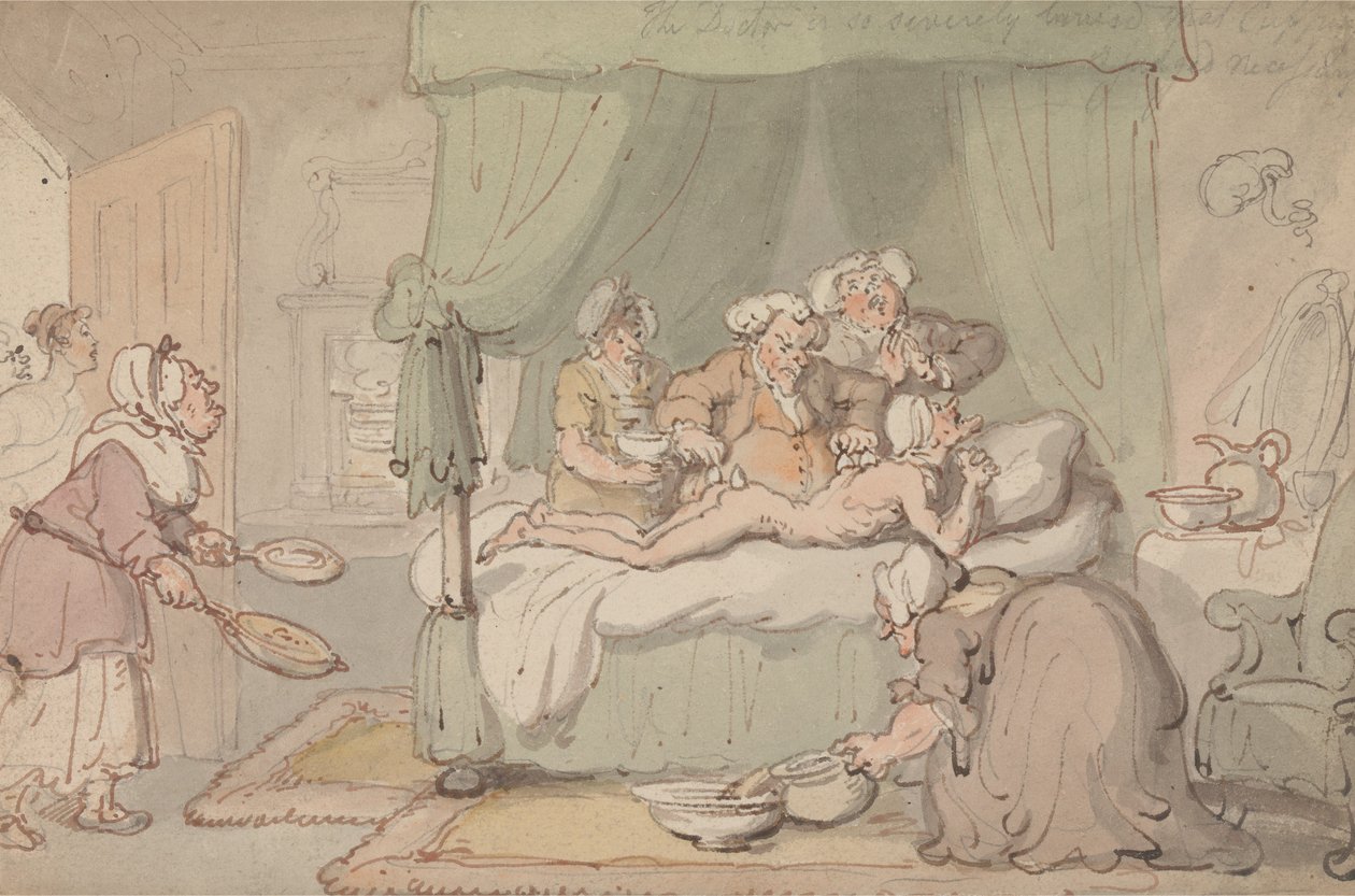 The Doctor is so Severely Bruised that Cupping is Judged Necessary by Thomas Rowlandson