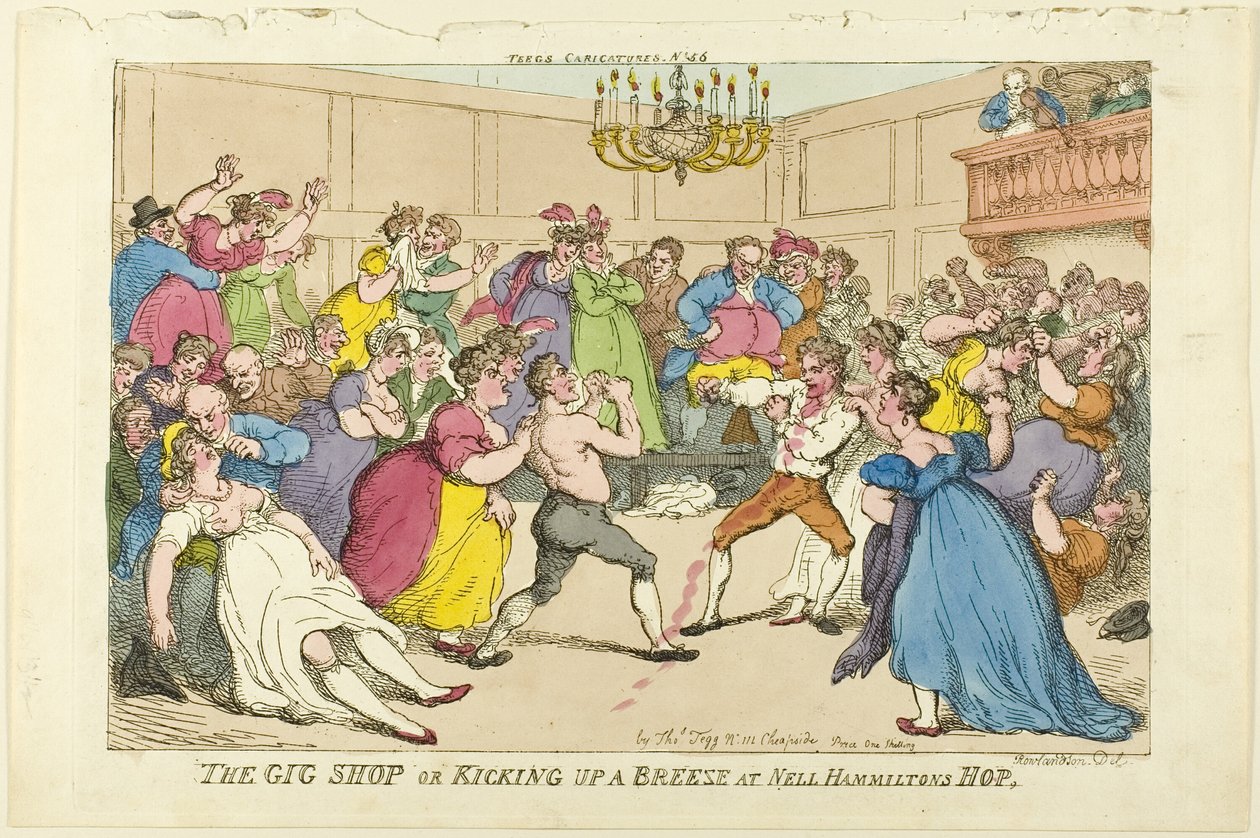 The Gig Shop or Kicking up a Breeze at Nell Hamiltons Hop by Thomas Rowlandson