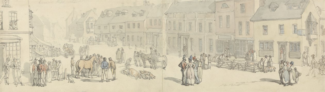 The High Street on Market Day, Newport, Isle of Wight by Thomas Rowlandson
