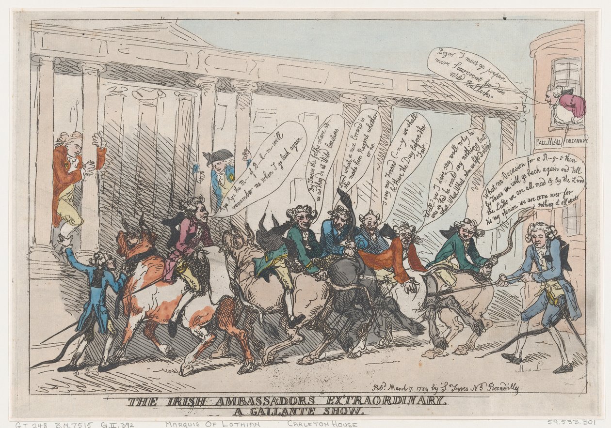 The Irish Ambassadors Extraordinary, A Gallante Show, March 7, 1789 by Thomas Rowlandson