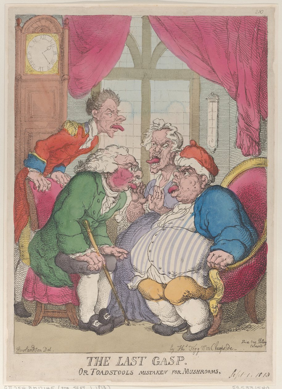 The Last Gasp, or Toadstools Mistaken for Mushrooms, September 1, 1813 by Thomas Rowlandson
