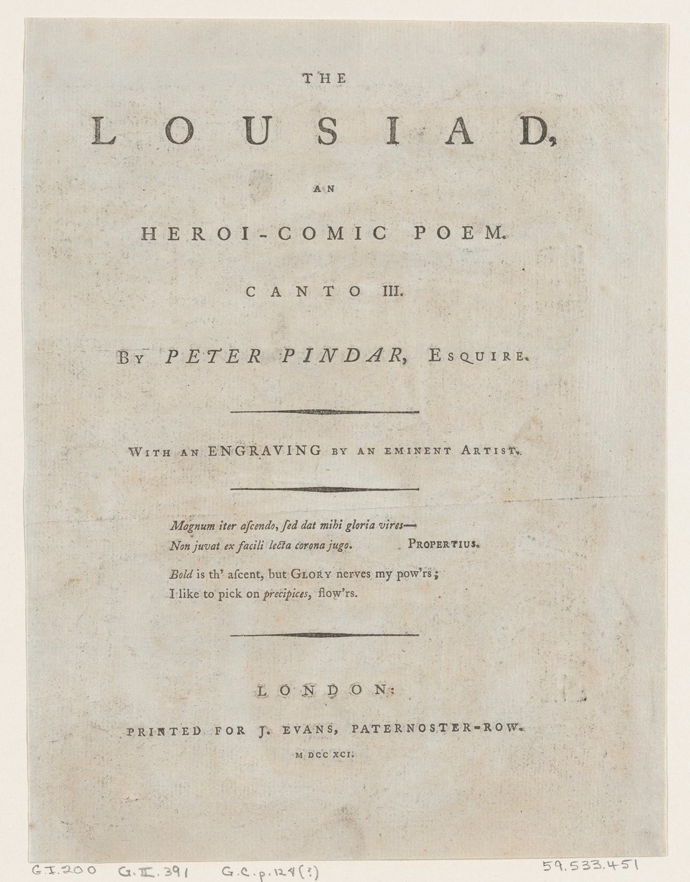 The Lousiad by Peter Pindar, Frontispiece by Thomas Rowlandson