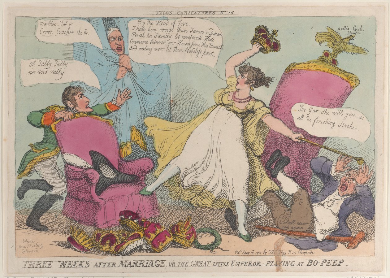 Three Weeks After Marriage, or the Great Little Emperor Playing at Bo-Peep, May 15, 1810 by Thomas Rowlandson