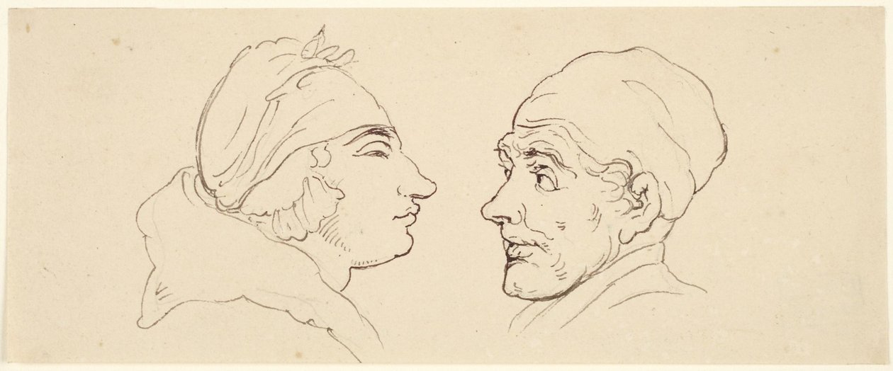 Two Caricatures: Man and Woman by Thomas Rowlandson