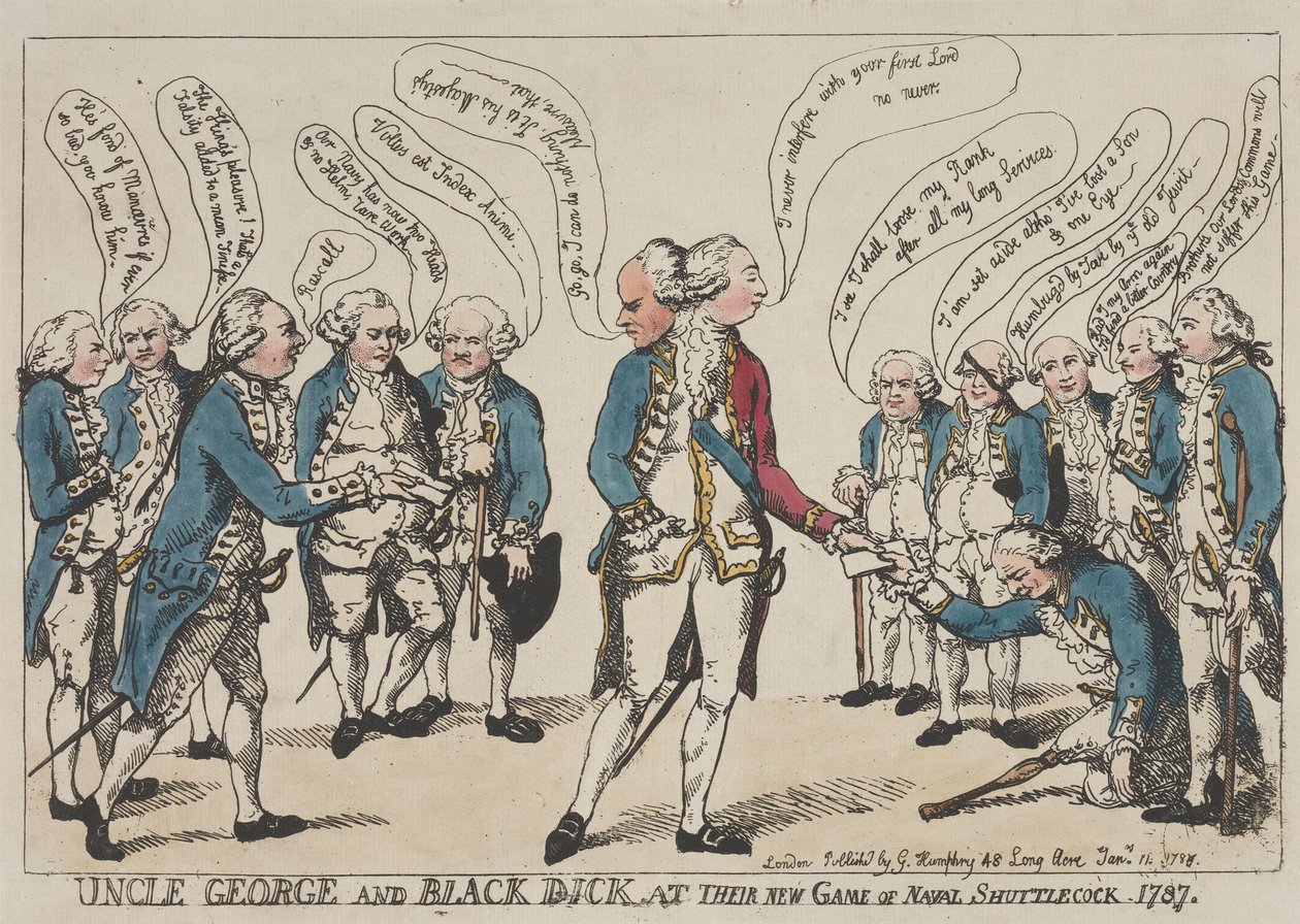 Uncle George and Black Dick at Their New Game of Naval Shuttlecock by Thomas Rowlandson