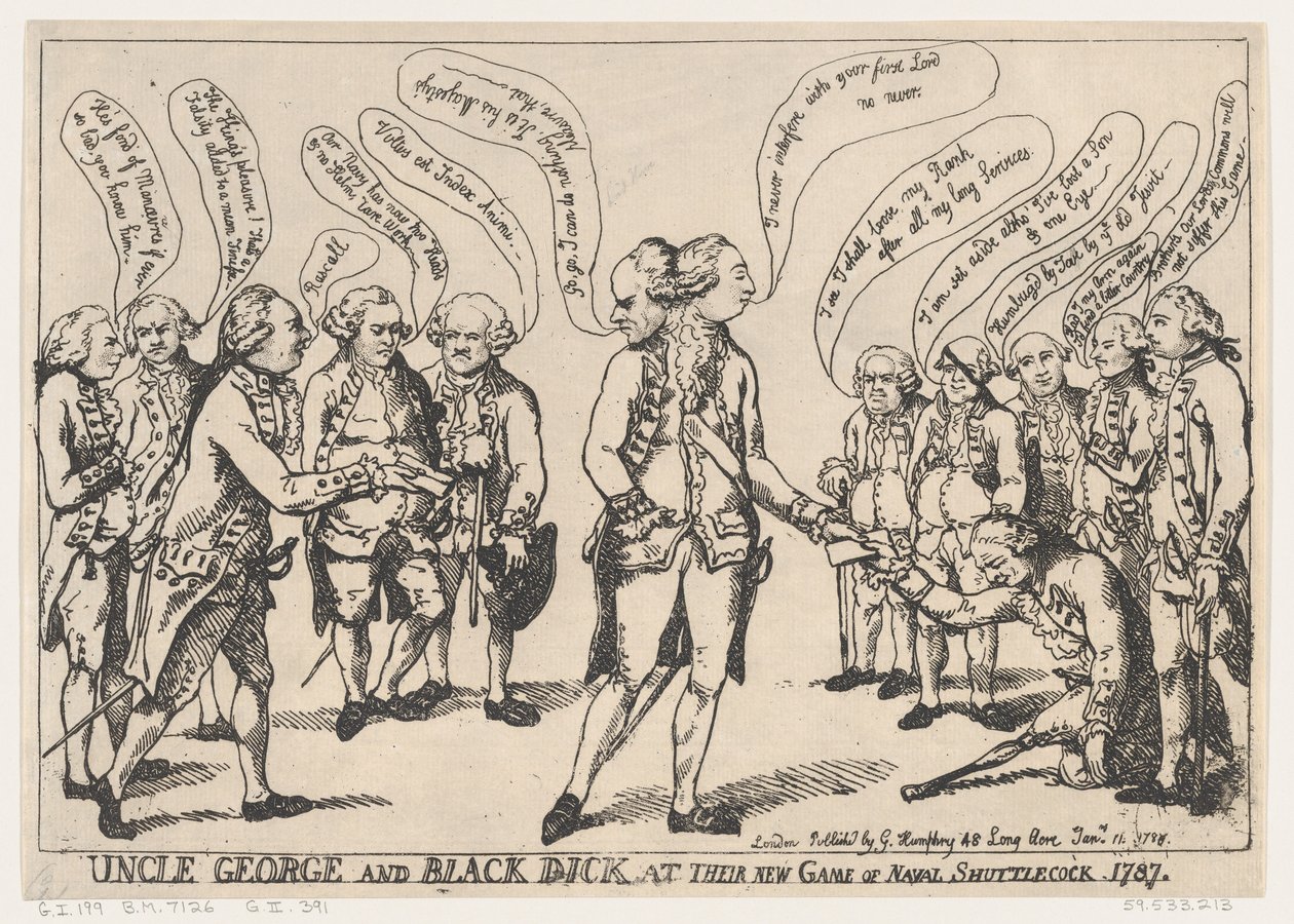 Uncle George and Black Dick at Their New Game of Naval Shuttlecock by Thomas Rowlandson