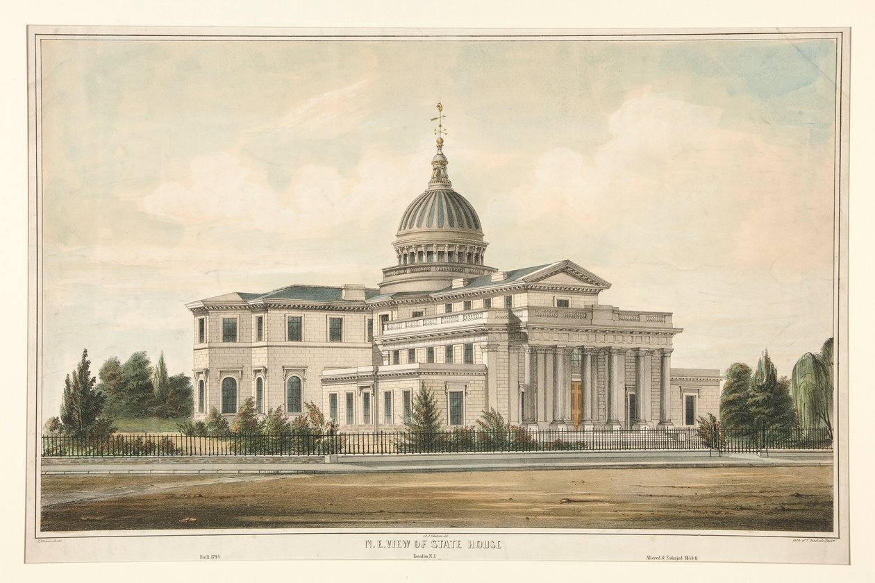 N.E. View of State House Built 1794 - Trenton, N.J. Altered & Enlarged 1845-6 by Thomas S. Sinclair