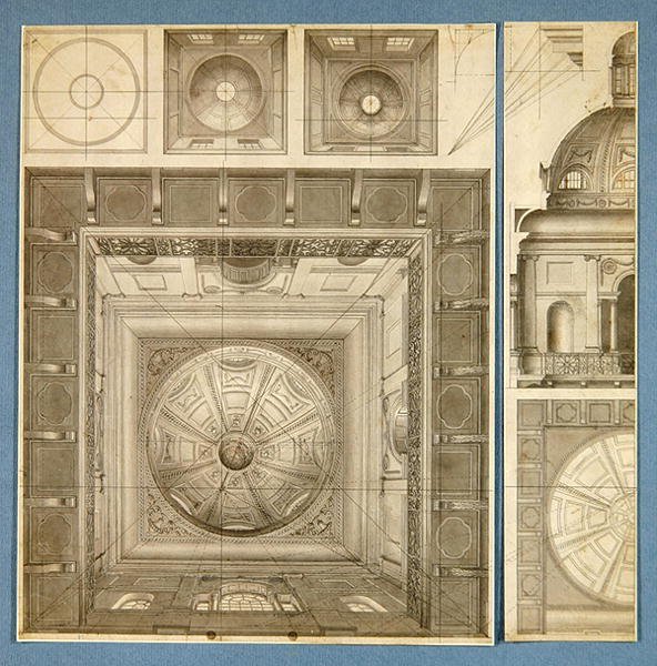 Designs for a domed and pillared ceiling