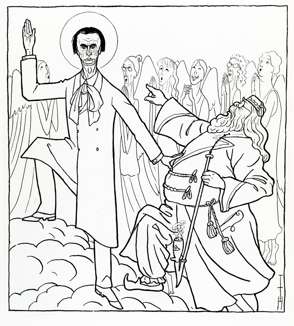 Caricature of Rudolf Steiner, illustration from 'Simplicissimus'
