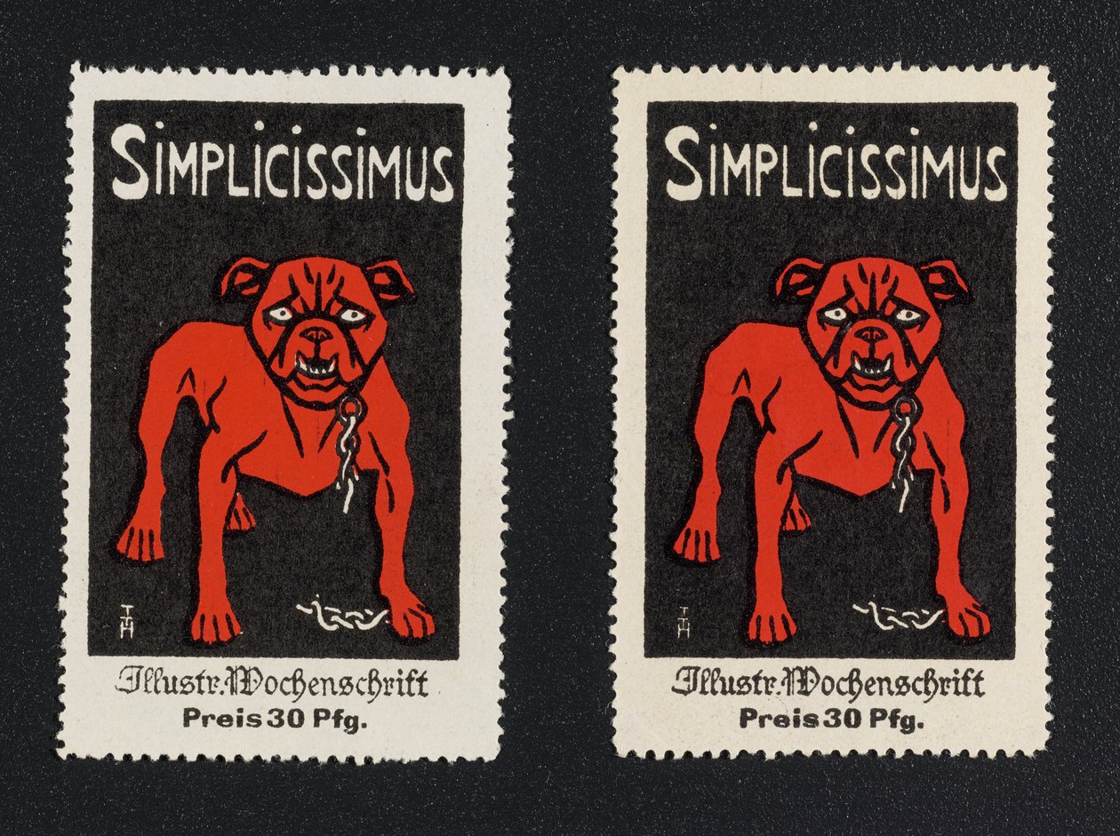 Advertising Stamp "Simplicissimus 30 Pfg." by Thomas Theodor Heine