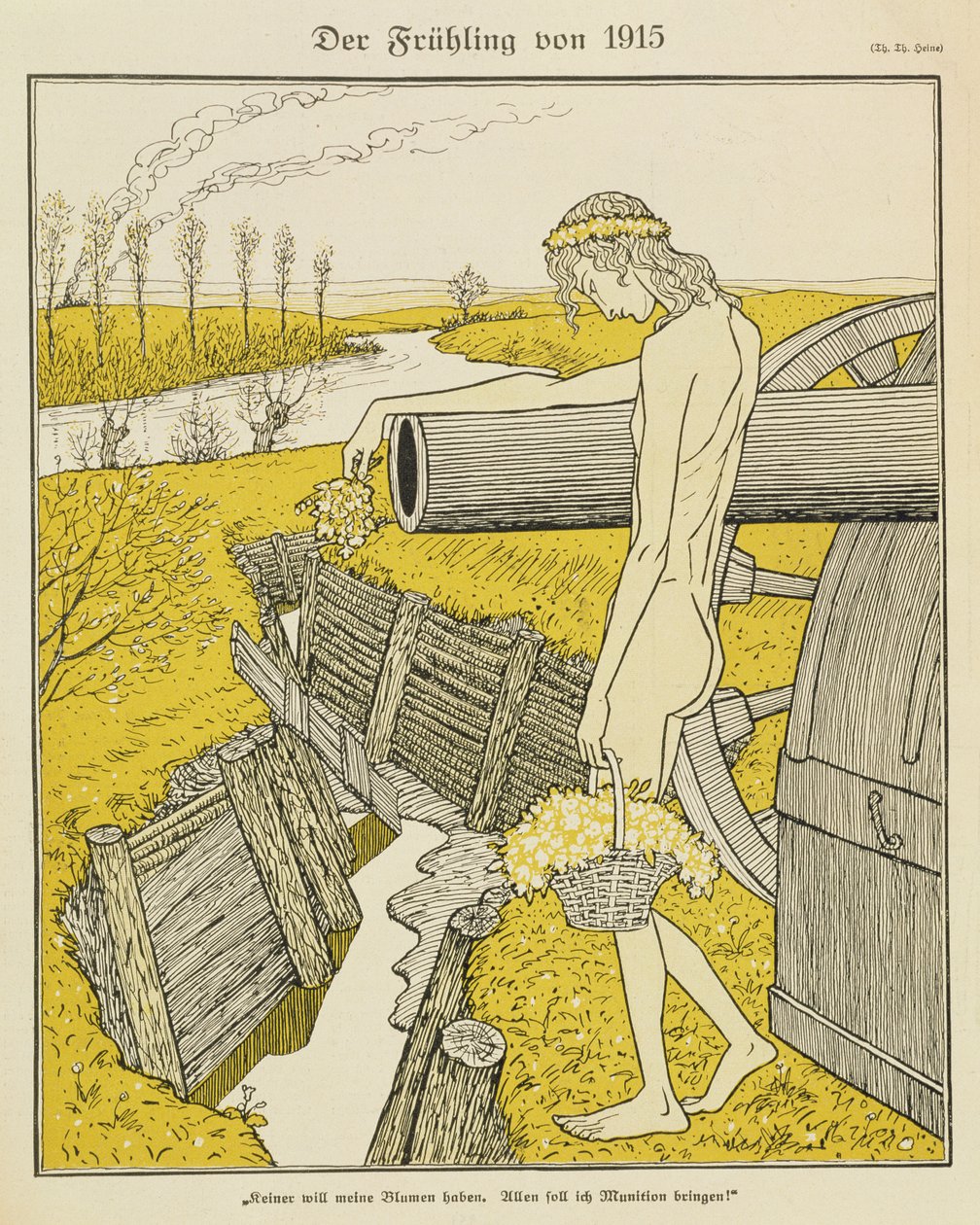 Spring in 1915, illustration from a German magazine, 