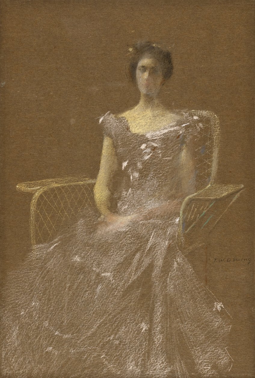 Lady in Rattan Armchair by Thomas Wilmer Dewing