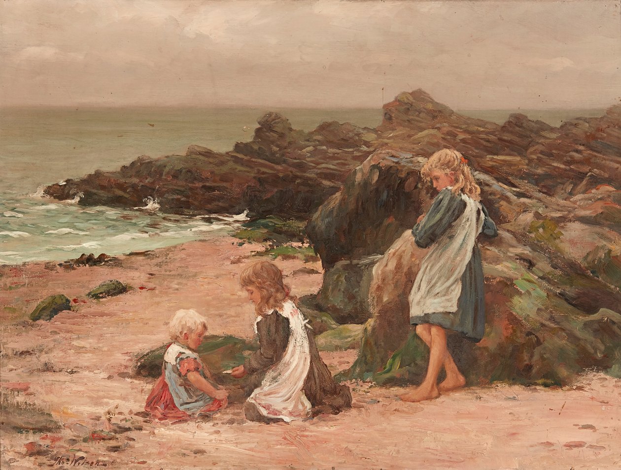 Children on a Rocky Beach by Thomas Wilson