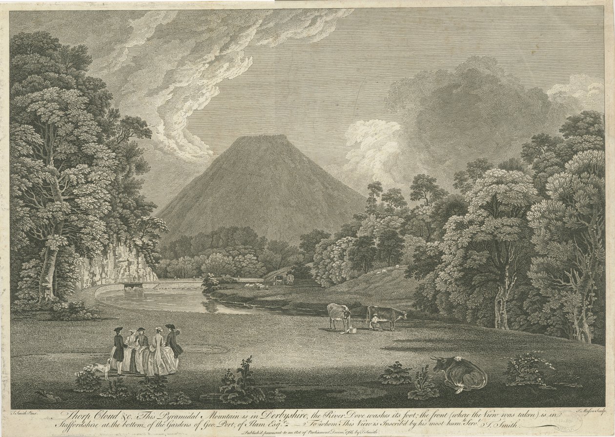 Dovedale - Thorpe Cloud (engraving) by Thomas of Derby (after) Smith