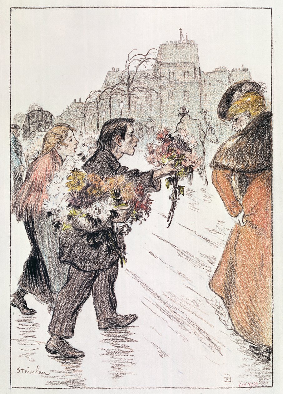 Florists Walking Around the Outer Boulevards by Théophile Alexandre Steinlen