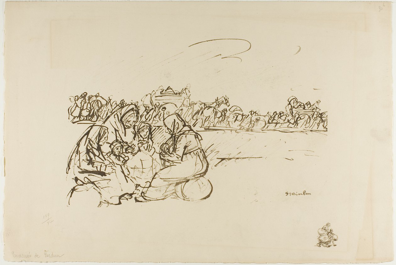 Evacuees from Verdun, plate thirty from Actualités by Théophile Alexandre Pierre Steinlen