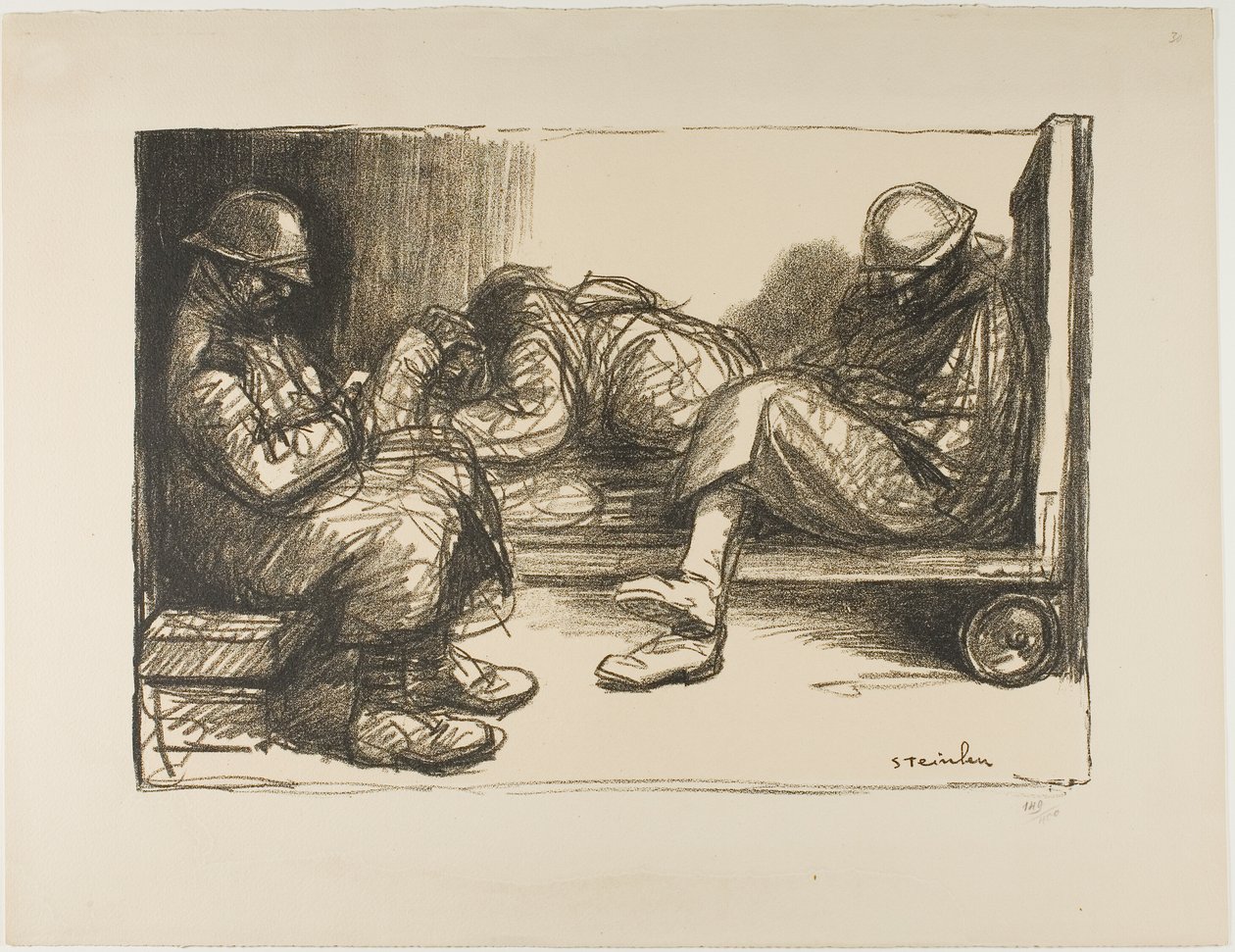 In the Dugout by Théophile Alexandre Pierre Steinlen