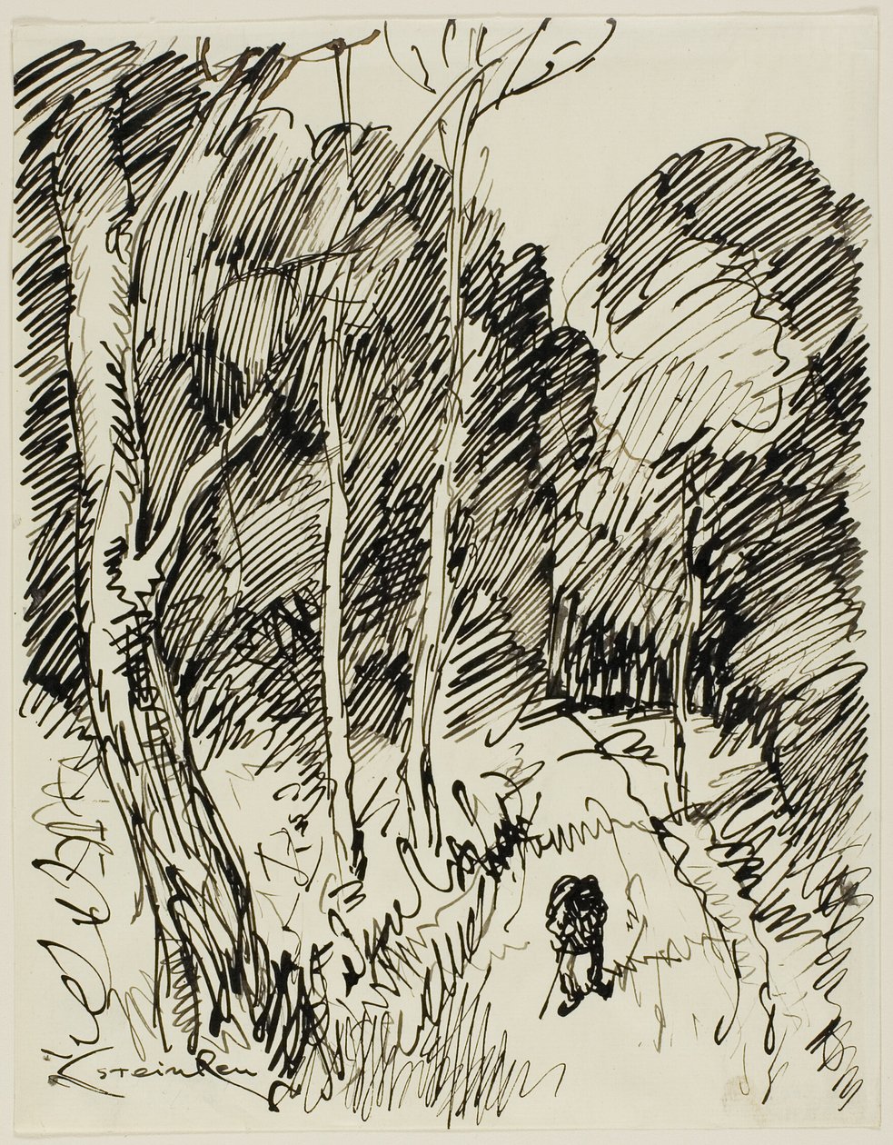 Wooded Landscape with Vagabond by Théophile Alexandre Pierre Steinlen