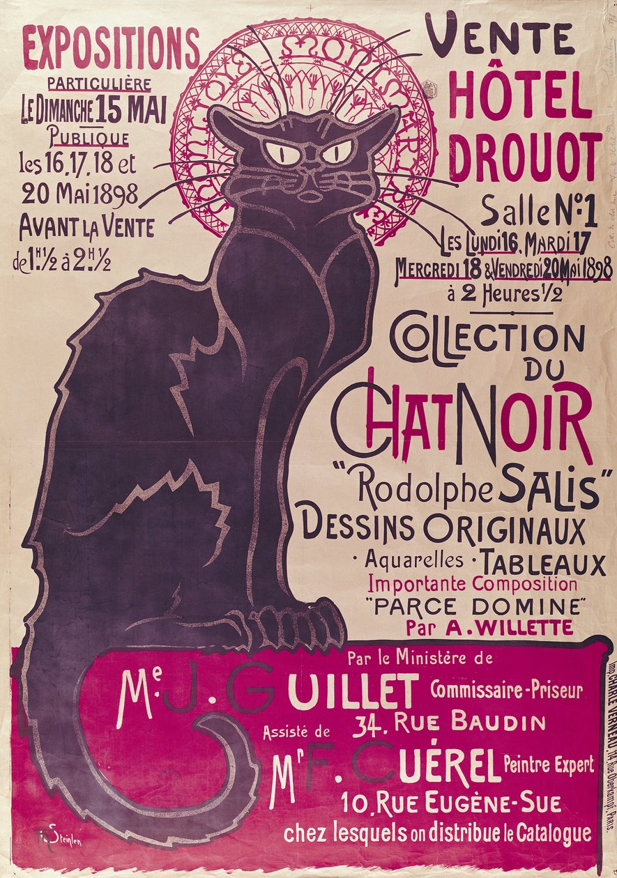 N・Tarkhoff、Le Chat noir、希少画集より、新品額装付 Poster advertising an exhibition of the 'Collection du Chat Noir