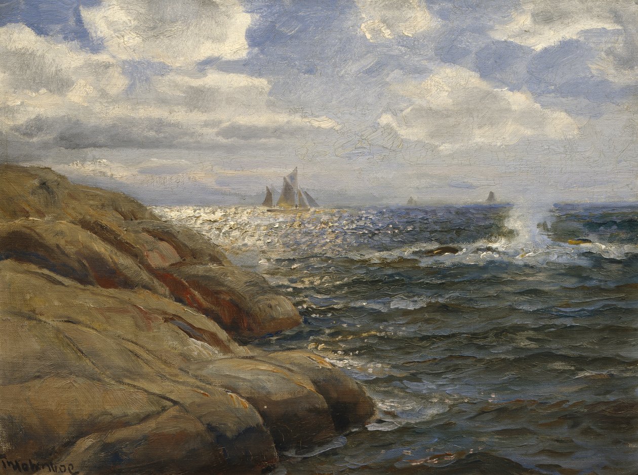 Coast Landscape with Sailing Boats by Thorolf Holmboe