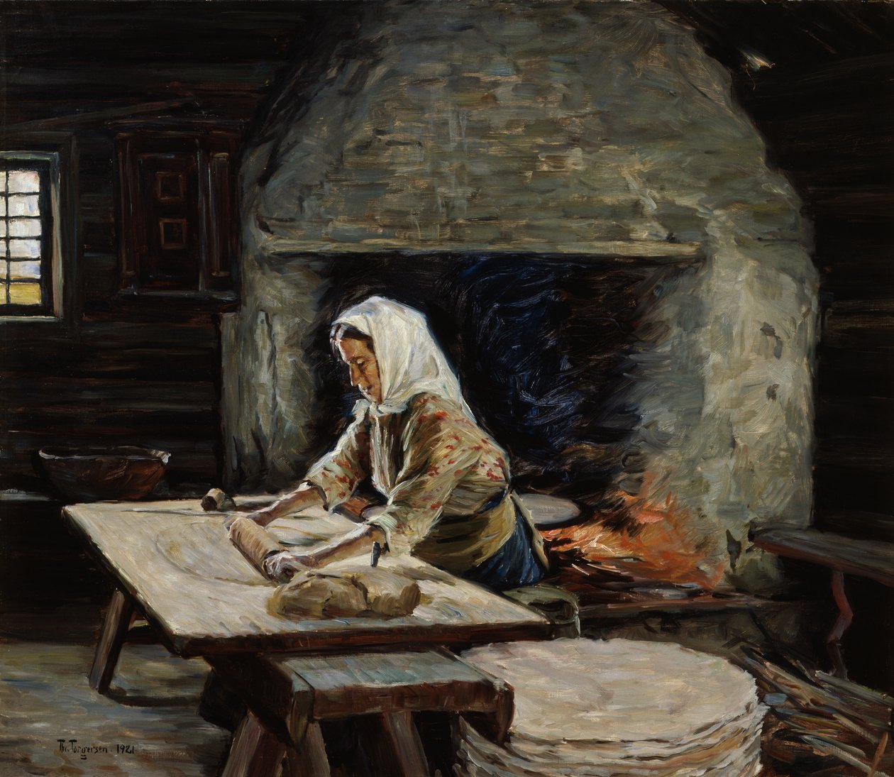 Baking Flat Bread by Thorvald Torgersen
