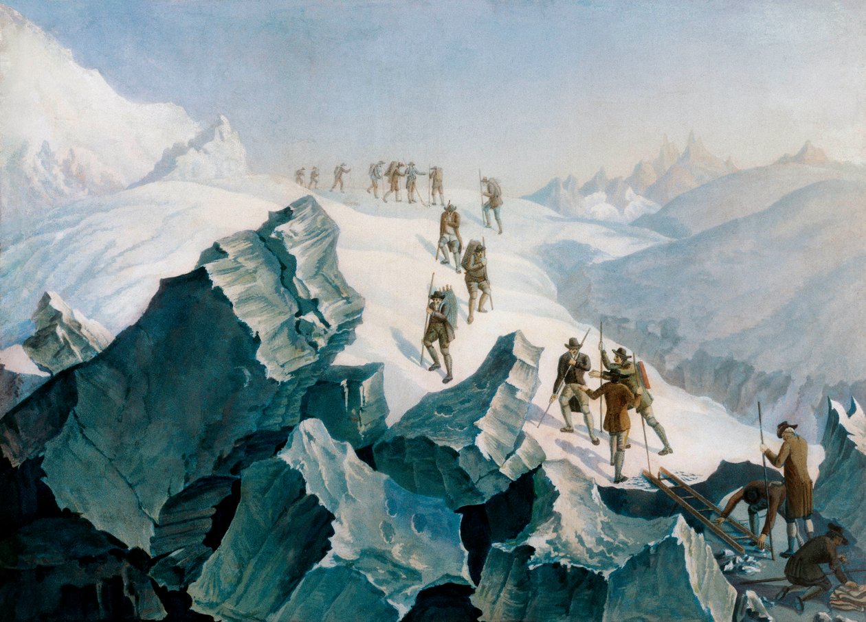 Descent of Horace Benedict de Saussure, his son and guides down Mont Blanc (August 1787) by Tiberius Dominikus Wocher