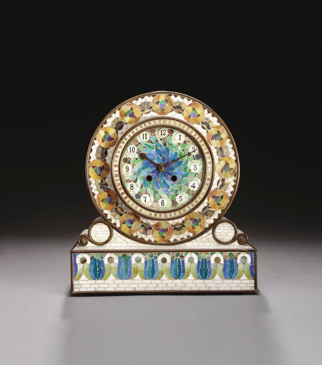 Favrile mosaic mantel clock by Tiffany and Company