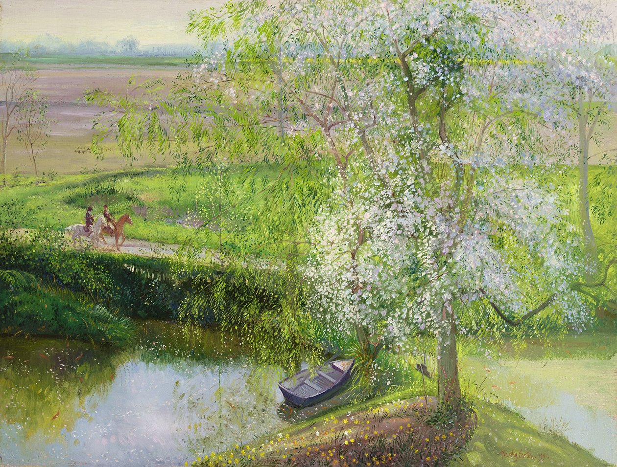 Flowering Apple Tree and Willow, 1991 by Timothy Easton