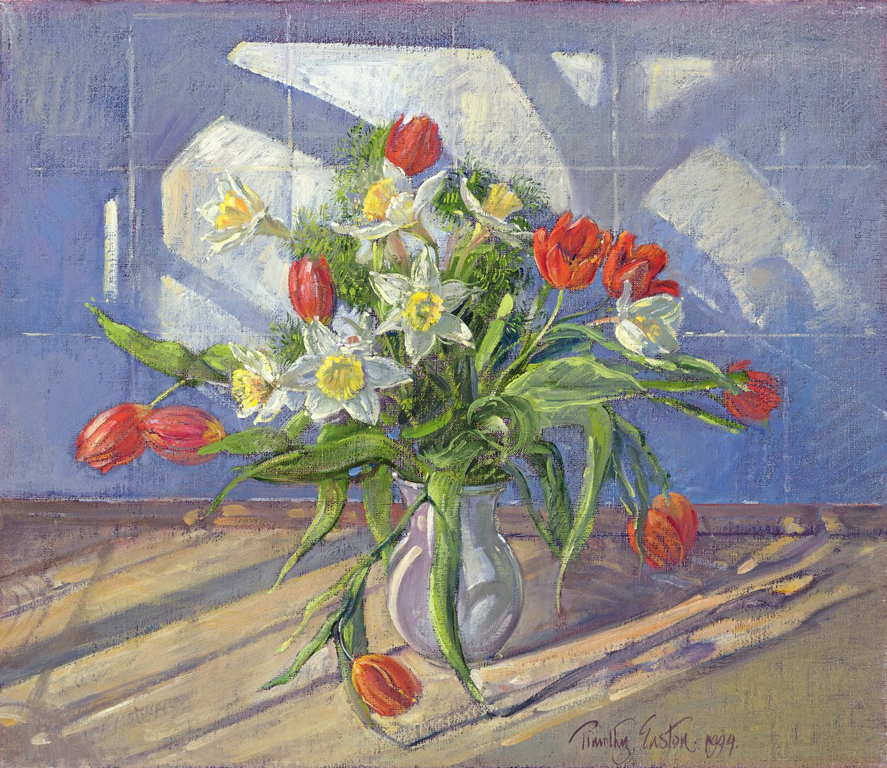 Spring Flowers with Window Reflections, 1994 by Timothy Easton
