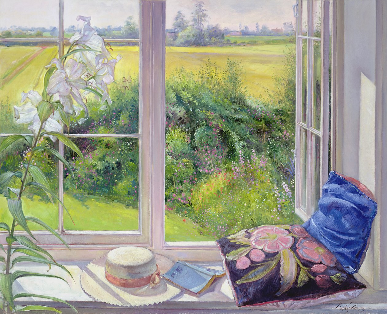 Window Seat and Lily, 1991 by Timothy Easton
