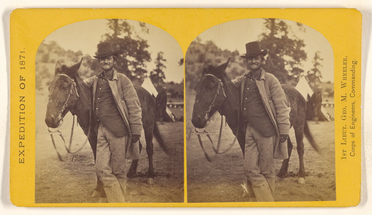 Fred. W. Loring, in His Campaign Costume, with His Mule "Evil Merodach." Taken About 40 Hours Before He Was Brutally Murdered by Timothy H. O
