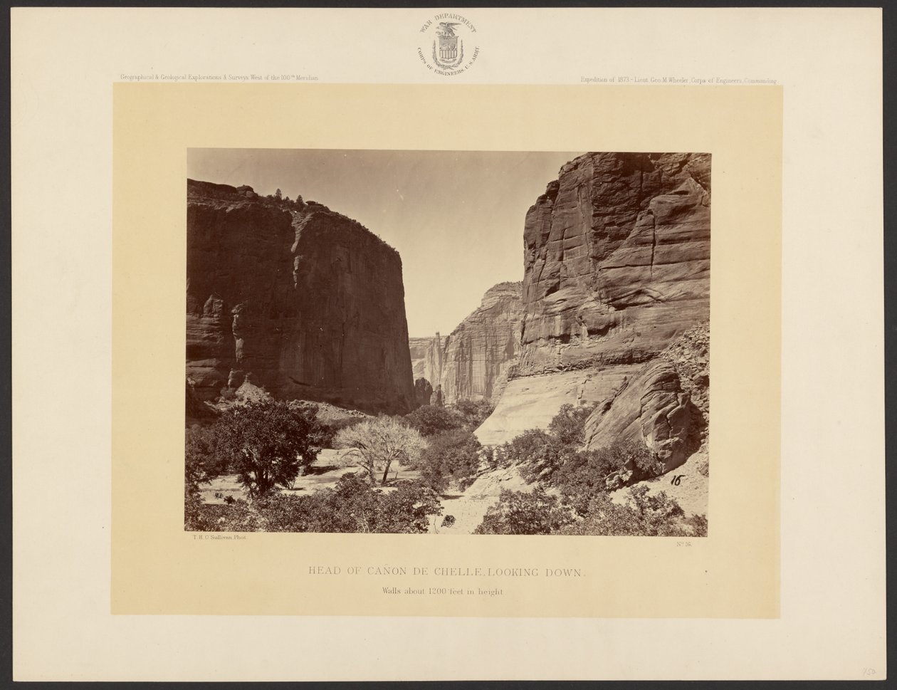 Head of Canyon de Chelly, Looking Down. Walls About 1,200 Feet in Height. by Timothy H. O