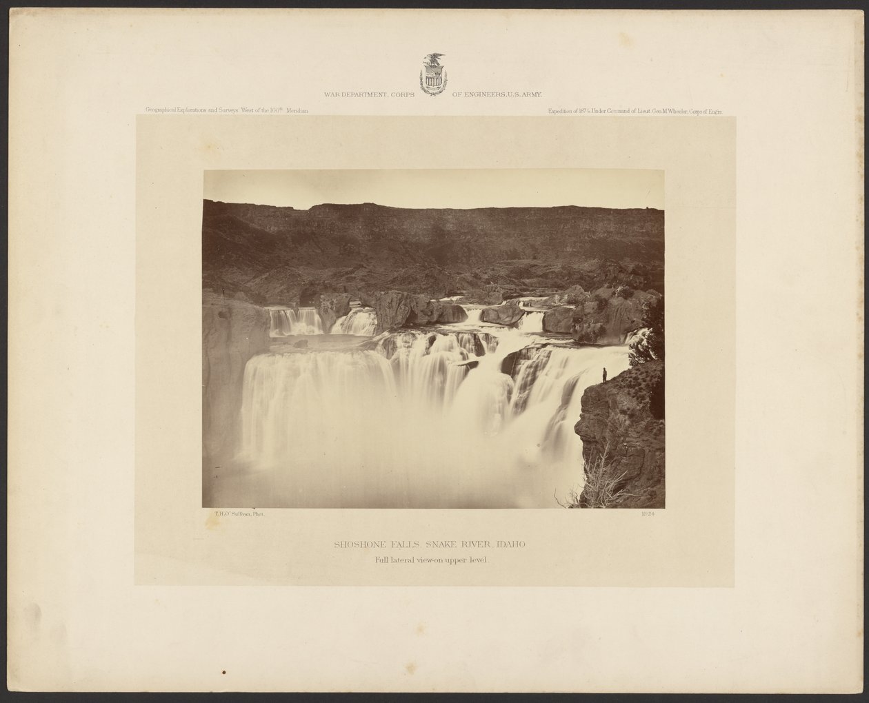 Shoshone Falls, Snake River, Idaho, Full Lateral View on Upper Level by Timothy H. OSullivan