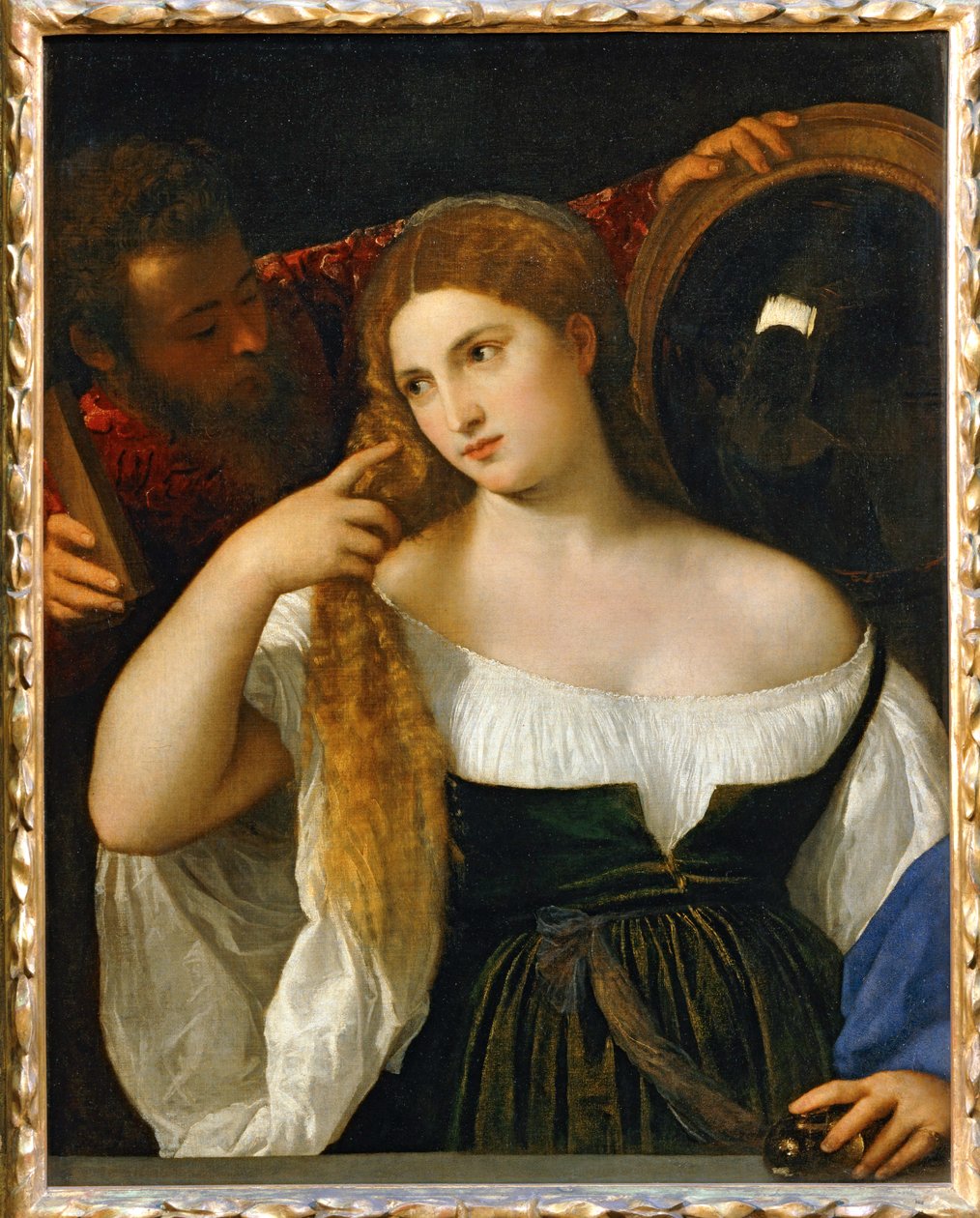 The Girl and the Mirror by Titian (c.1488-1576)